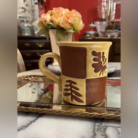 Handmade Caribou Pottery Coffee Mug Mix of Matte & Glazed w Primitive Design - Picture 7 of 13